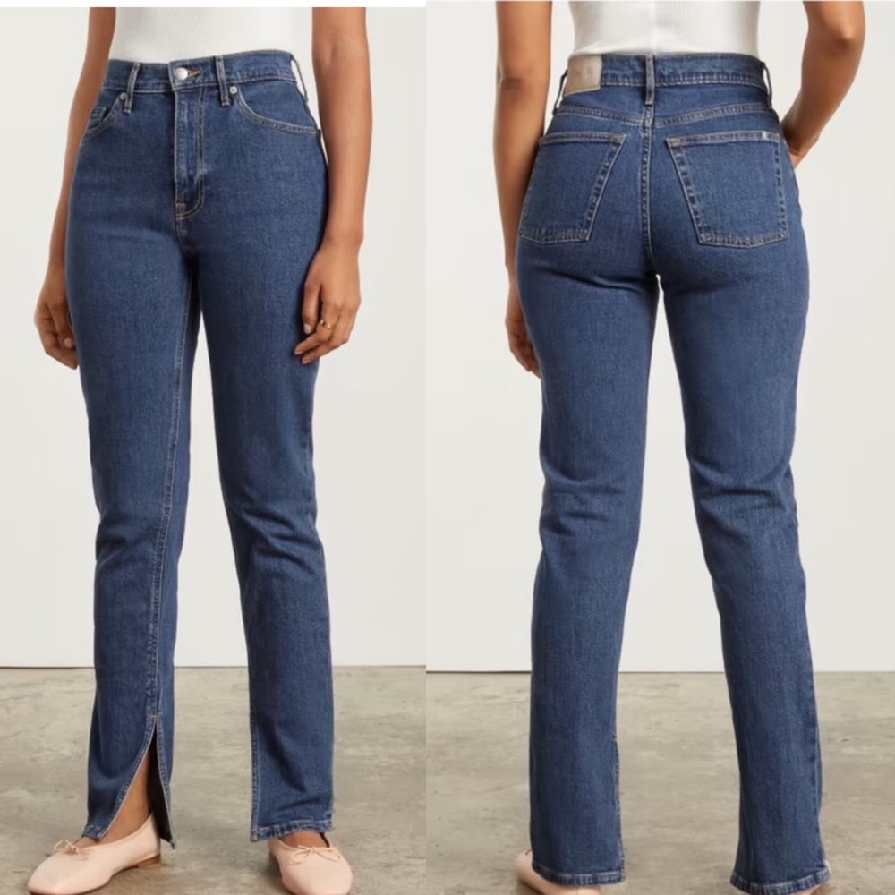 Everlane The Cheeky Split-Hem‎ Jeans Womens Size 25 Blue Denim High Rise